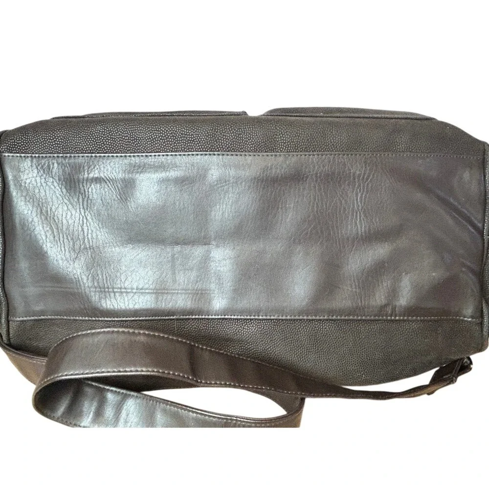 Lagerfeld Brown Pebbled Faux‎ Leather Duffel Bag Weekender Travel